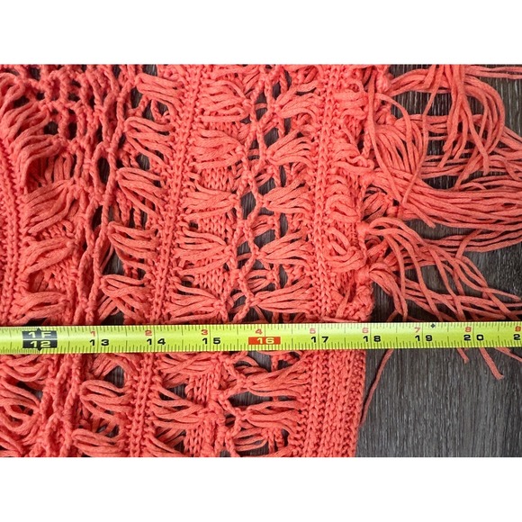 Y2K Women's Crochet Boho Shawl So What Sz-L Orange Flowy Fairy Hippie Coquette - Picture 7 of 7